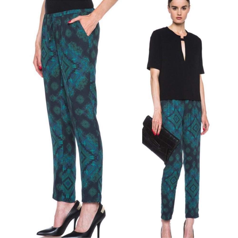 Haute Hippie Black and Teal Silk Pants